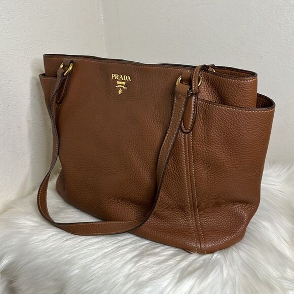 💯Authentic PRADA Vitello Daino Double Pocket Tote🍀 - Picture 15 of 16